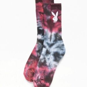 PLAYBOY Tie-Dye Casual Socks - Red, Black, and White